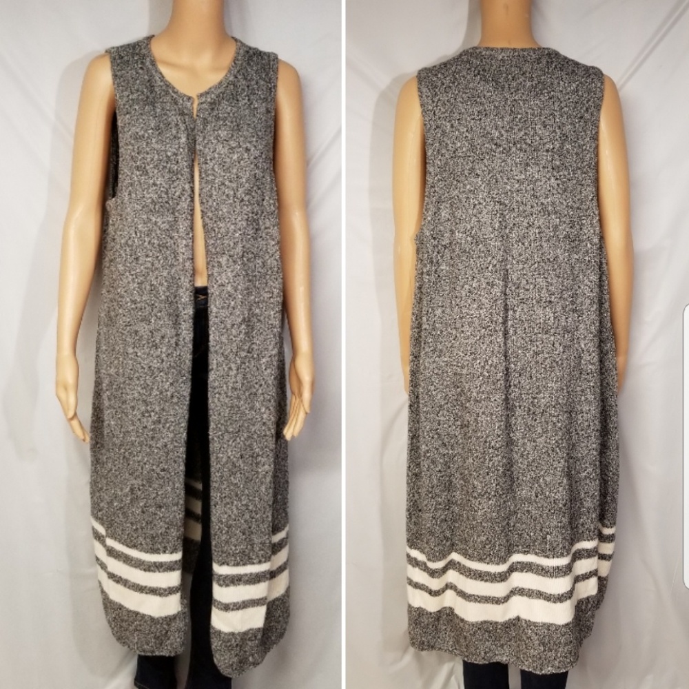 GAP Sleeveless Long Open Front Cardigan